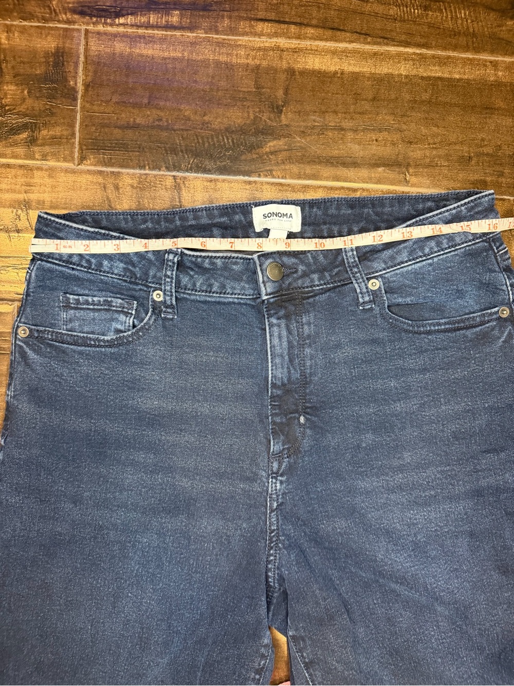 Sonoma Goods For Life Curvy Straight High Rise Jeans Dark Wash Women's Size 14R - Picture 5 of 9